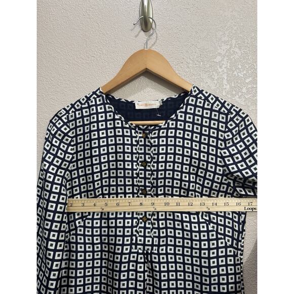 Tory Burch Silk Shift Dress Womens Geometric Print Long Sleeve Size 2 - Picture 5 of 5